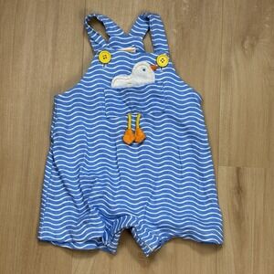VTG Sweet Potatoes Romper Blue And White Ocean Duck Shortalls 3 Month Summer